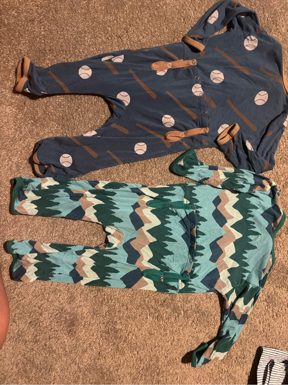Kickee Pants Navy Blue Baseball & Teal Mountain Print Pajama Set